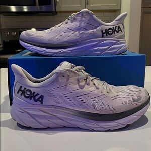 Hoka Clifton 8 White and Gray Mens 13 LIKE NEW